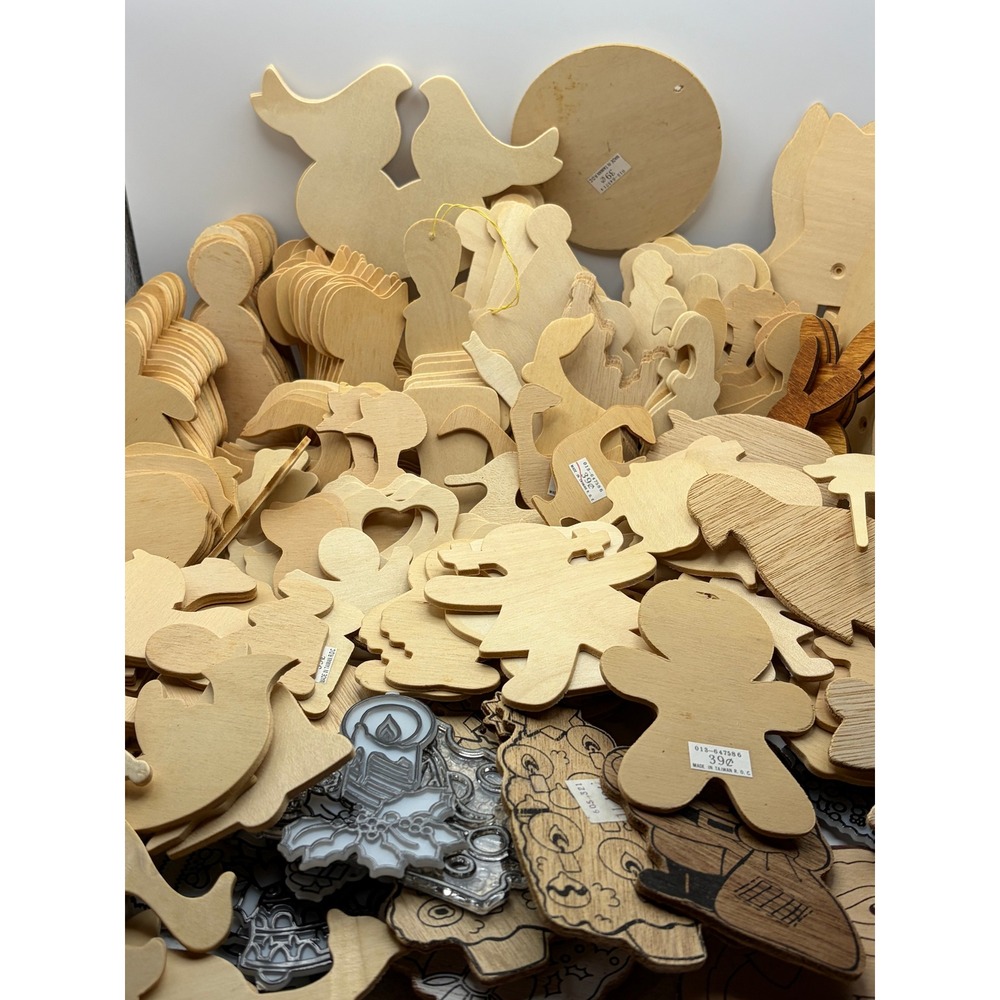 VTG Lot of craft wood cutouts 100+ pieces assorted wide variety